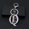 Silver rhinestone letter keychain sparkling metal alphabet charm for keys and backpack gift box - Letter Q