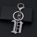 Silver rhinestone gothic letter keychain metal pendant accessory for backpack bag keyring. - Letter V