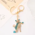 Portachiavi Gatto Strass tacco alto Oro Metallo Ciondolo Borsa Chiave Anello Accessori - Colore 1