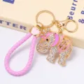 Porte-clés Éléphant Couronne Strass Mignon Rose Tressé Sac Pendentif Anneau De Clés - Couleur 6