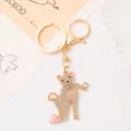 Portachiavi gatto strass tacco alto lusso metallo borsa pendente carino anello auto - Colore 4