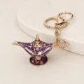 Porte-clés lampe magique d'Aladdin vintage, élégant pendentif de sac en alliage violet or. - Violet Or