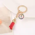 Korean style crystal rhinestone alphabet tassel keychain bag pendant fashion gift accessory - Letter I