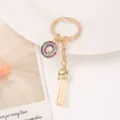 Korean style rhinestone tassel keychain gold metal bag charm stylish accessory gift. - Letter Q