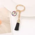 Fashion rhinestone letter tassel keychain cute metal keyring bag charm gift for women - Letter T