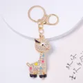 Carino portachiavi giraffa con strass ciondolo animale in metallo borsa fascino - Colore 4