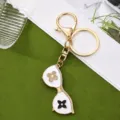 Luxury rhinestone sunglasses keychain stylish bag charm gold metal key ring accessory - Red White