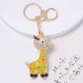 Grazioso portachiavi a forma di giraffa con strass metallo animale ciondolo borsa regalo - Colore 1
