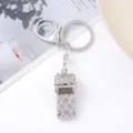 Crystal Rhinestone Whistle Keychain Silver Alloy Cute Car Key Ring Bag Pendant Gift! - Silver