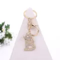 Gold rhinestone letter B keychain with crown pendant, elegant bag charm and accessory for gift. - Letter B
