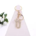 Rhinestone alloy letter U keychain with crown bag pendant accessory stylish sparkling design - Letter U