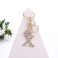 Rhinestone crown letter X keychain bag charm detailed view showing sparkling crystal details. - Letter X
