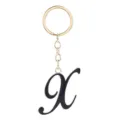 Gold metal keychain with black enamel letter charm for women bags and stylish accessories. - Letter X
