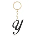 Fashion 26 English letter metal keychain women bag charm gold chain black Y pendant gift - Letter Y