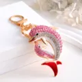 Exquisite rhinestone mother and child dolphin keychain, metal bag charm pendant accessory. - Dolphin 1