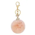 Fluffy pink pom pom keychain with rhinestone letter Z charm gold alloy bag pendant accessory - Letter Z