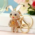 Rhinestone rabbit keychain detail, sparkling crystal bunny bag charm pendant for keys and backpacks. - Rabbit 3