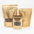 Dunkelgold geprägte Standbodenbeutel aus Alufolie mit Fenster und Reißverschluss für Lebensmittel - 9*13+3cm (100 Stück/Packung)