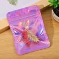 Irisierender holografischer Schmuckbeutel mit Druckverschluss - 6x10cm (100 Stück/Packung) / Lila