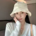 Corduroy bucket hat for women retro vintage style soft casual sun hat daily wear stylish headwear - Off White
