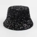 Chapeau bob noir pailleté élégant pour femmes, chapeau de soleil brillant pour le streetwear. - Environ 57cm / Noir