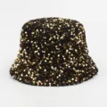 Bob à sequins noir et or brillant style de rue mode chapeau de soleil pour femme variante. - Environ 57cm / Or