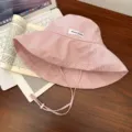 Cappello da pescatore a righe rosa con sottogola regolabile, cappello parasole. - Rosa