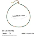 Vintage beaded necklace with green beads and gold metal spacers for women autumn winter style - Green Beaded Style (2411ZK40074XL)