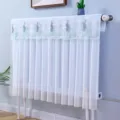 Radiator cover dust-proof protective curtain with elegant blue peacock embroidery design. - 10x60x70cm Headboard Cover / Peacock Blue and White Gauze
