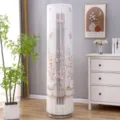 Vertical cylinder air conditioner dust cover with delicate pink floral lace embroidery design. - Universal Air Conditioner Cover (Height 170cm) / Brocade of a Thousand Flowers - Pink