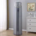 Lace embroidered vertical cylindrical air conditioner dust cover detailed view in living room. - Green Floral Grey