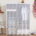 White lace cabinet curtain dust-proof decorative gauze shelf cover for home wardrobe. - Width 145 * Height 30cm / Phoenix Tail White Velcro