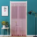 Pink lace anti-mosquito door curtain detail, featuring elegant floral embroidery and mesh design. - 90*200cm / Pink