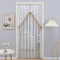 Rideau de porte en dentelle blanche moustiquaire séparateur de pièce décoratif pour chambre - 90x200cm / Blanc fleur élégante