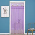 Cortina de puerta transparente de doble capa morada con bordado de encaje para dormitorio. - Morado Jazmín