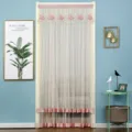 Double layer lace door curtain mesh anti mosquito floral embroidery pink ruffles home decor - 90x120 cm Half Curtain / Rose Pink Double-Layer Mesh with Velcro