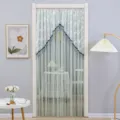 Rideau de porte en dentelle anti moustique moustiquaire cloison suspendue decoration de chambre - 90x200cm / Vert clair fleur élégante