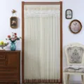 European style lace half door curtain sheer fabric vintage home decor room divider panel. - Jin Simei Off-White Privacy Door Curtain