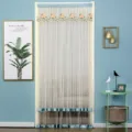 Double layer lace anti mosquito door curtain with embroidery, punch free mesh curtain for home - 90x120 cm Half Curtain / Rose Orange Double-Layer Mesh with Velcro