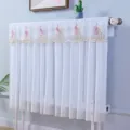 White lace radiator cover with pink peacock embroidery dust-proof home decor curtain - 10x60x70cm Headboard Cover / Peacock Purple and White Gauze