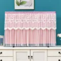 Copertura antipolvere TV in pizzo rosa design in rete ricamata delicata per arredamento salotto. - 32 pollici (larghezza 85 * altezza 55 cm) / Copertura condizionatore farfalle rosa senza rimozione