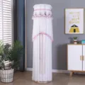 Copertura antipolvere per condizionatore cilindrico verticale in pizzo bianco ricamo floreale viola - Marca universale altezza 170 cm / Nuovo viola bellezza nazionale
