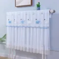 White lace mesh radiator cover with blue swan embroidery dustproof drape for home decor. - 10x60x70cm Headboard Cover / Swan Blue and White Gauze