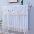 White lace radiator cover with elegant swan embroidery, dustproof mesh home decor fabric. - 10x60x70cm Headboard Cover / Swan Purple and White Gauze