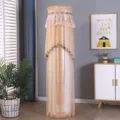 Copertura antipolvere per condizionatore rotondo beige in tessuto mesh con pizzo floreale - Nuovo caffè bellezza nazionale