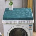Wasserdichte Waschmaschinenabdeckung Staubschutz PU Abdeckung mit Spitze für Haushaltsgeräte - 60*45cm / PU-Windspiel Blaugrün