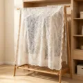 Elegant lace clothes rack dust cover, beautiful floral pattern dustproof cloth for home wardrobe. - 145*50CM / Phoenix Tail Beige