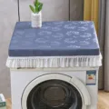 Wasserdichte Waschmaschinen Staubschutzhülle mit Spitzenbesatz, langlebiges PU Schutzmaterial. - 60*45cm / PU-Windglöckchen Blau