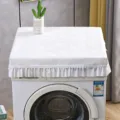 Wasserdichte staubschutzhülle für waschmaschine mit zarter spitzenrand deko für haushalt - 60*45cm / PU-Windspiel Weiß