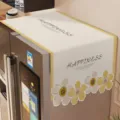Cremefarbene Blumen Kühlschrank Staubschutzhülle, Ofen Abdeckung, gemütliche Heimtextilien Stoff. - 55*140cm / Fließendes Licht - Irreguläre Kühlschrank-Staubabdeckung